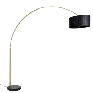 Arc lamp brass with black fabric shade black 50 cm – XXL