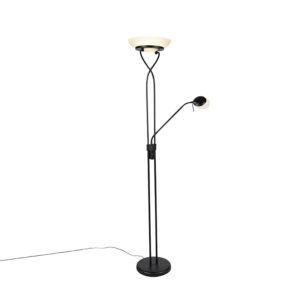 Floor lamp black incl. LED and dimmer with reading lamp dim to warm – Empoli