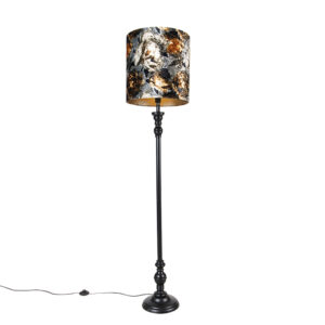 Floor lamp black with flower shade 40 cm – Classico