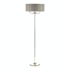 Laura Ashley Sorrento 3 Light Floor Lamp In Polished Nickel with Charcoal Shade