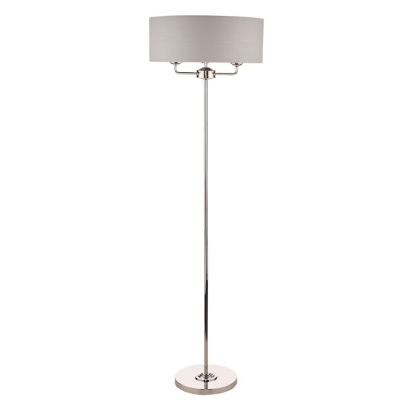 Laura Ashley Sorrento 3 Light Floor Lamp in Polished Nickel with Silver Shade