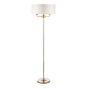 Laura Ashley Sorrento Antique Brass 3 Light Floor Lamp with Ivory Shade