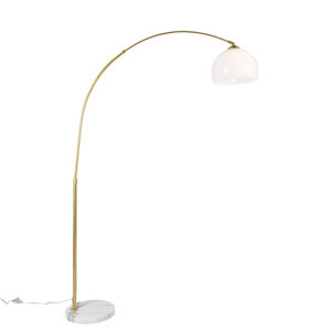 Modern arc lamp brass with white shade – Arc Basic