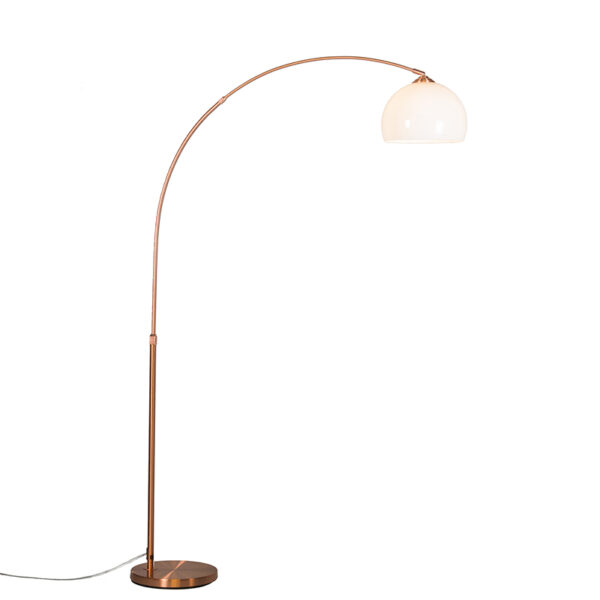 Modern arc lamp copper with white shade - Arc Basic