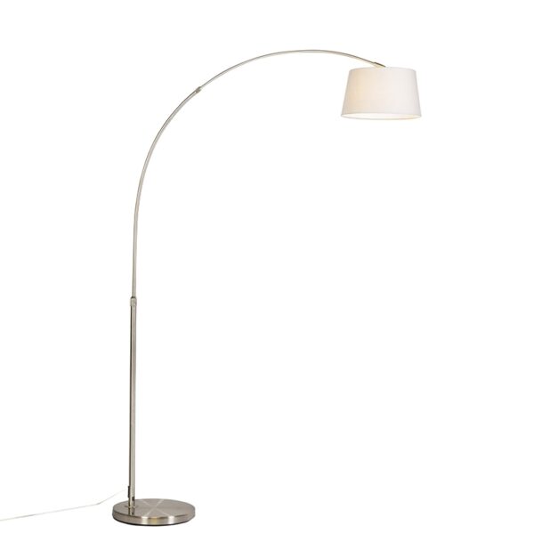 Modern arc lamp steel with white fabric shade - Arc Basic