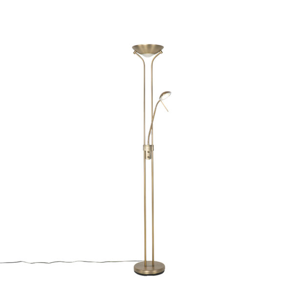 Modern floor lamp bronze with reading lamp incl. LED dim to warm - Diva