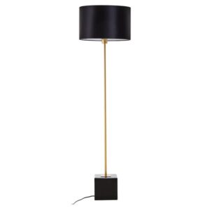 Moroni Black Linen Shade Floor Lamp With Black Marble Base