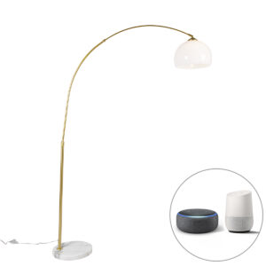 Smart arc lamp brass with white shade incl. Wifi A60 – Arc Basic