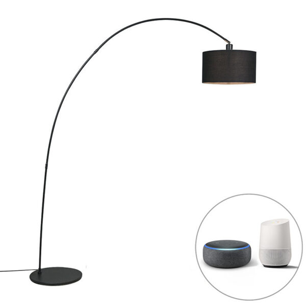 Smart modern arc lamp black incl. A60 Wifi - Vinossa
