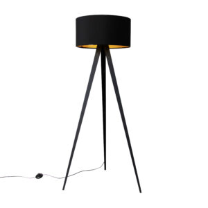 Smart floor lamp black with black shade incl. Wifi G95 – Ilse