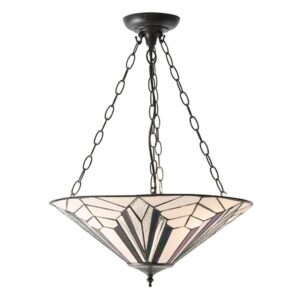 Interiors 1900 63936 Astoria Tiffany Large Inverted 3 Light Ceiling Pendant Light With Shade