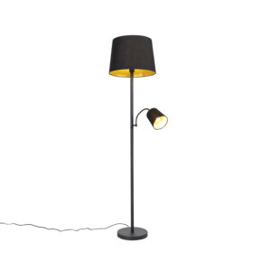 Classic floor lamp black with gold and reading light – Retro