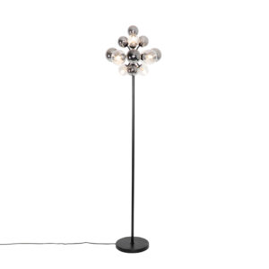 Floor lamp black with smoke and clear glass 8 lights – Bonnie