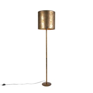 Vintage Floor Lamp Distressed Gold with 40cm Aged Bronze Shade – Simplo