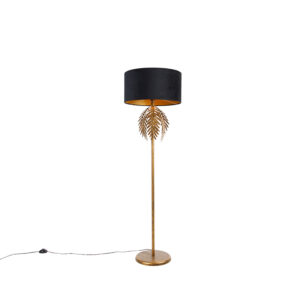 Vintage floor lamp gold with black velvet shade 50 cm - Botanica