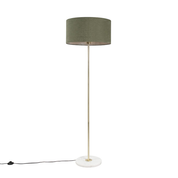 Brass floor lamp with green shade 50 cm - Kaso