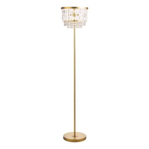 Laura Ashley Rhosill 3 Light Crystal Floor Lamp In Matt Antique Brass Finish LA3756390-Q
