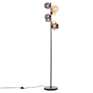 Art Deco floor lamp black with smoke and gold 7-lights incl. G9 – Wess