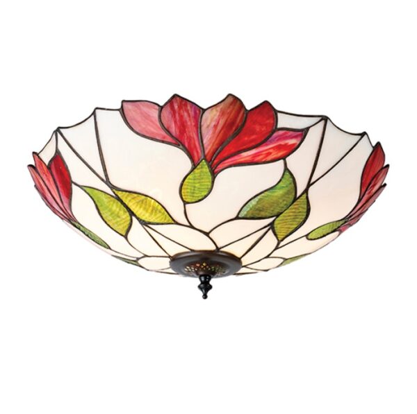 Interiors 1900 63960 Botanica Tiffany 2 Light Flush Ceiling Light In Bronze