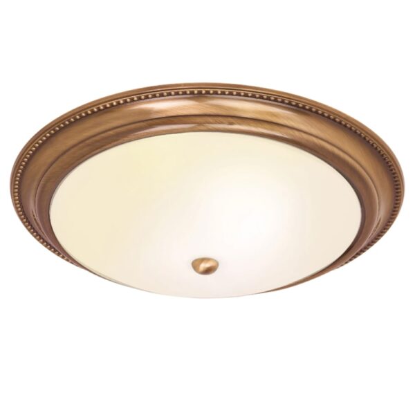 Abbeville Glass Flush Ceiling Light In Antique Brass