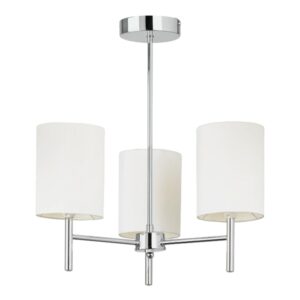 Alva White Glass Faux Shades 3 Ceiling Lights In Chrome