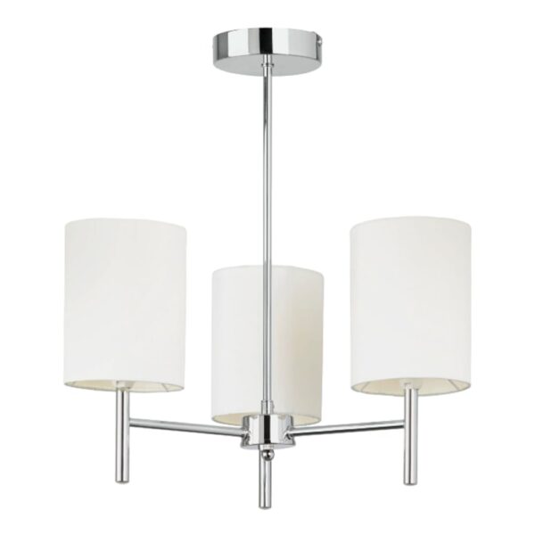 Alva White Glass Faux Shades 3 Ceiling Lights In Chrome