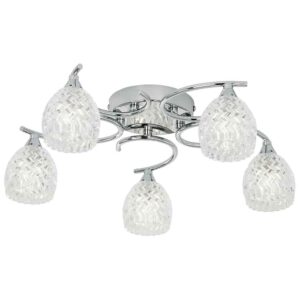 Barco 5 Lights Glass Flush Ceiling Light In Chrome