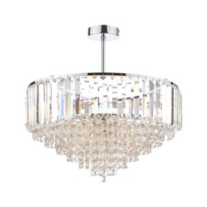 Laura Ashley Vienna 5 Light Semi Flush Ceiling Light In Polished Chrome With Crystal Glass