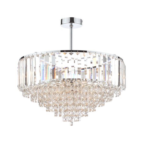 Laura Ashley Vienna 5 Light Semi Flush Ceiling Light In Polished Chrome With Crystal Glass