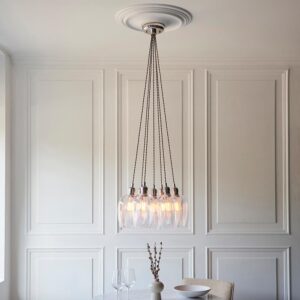 Allston 7 Clear Glass Cluster Pendant Ceiling Light In Nickel