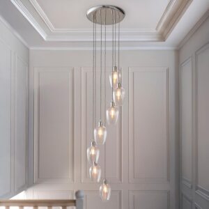 Allston 7 Clear Glass Pendant Ceiling Light In Nickel