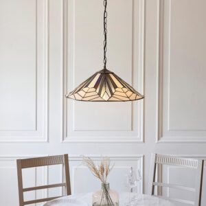 Anqing Tiffany Glass Pendant Ceiling Light In Satin Black