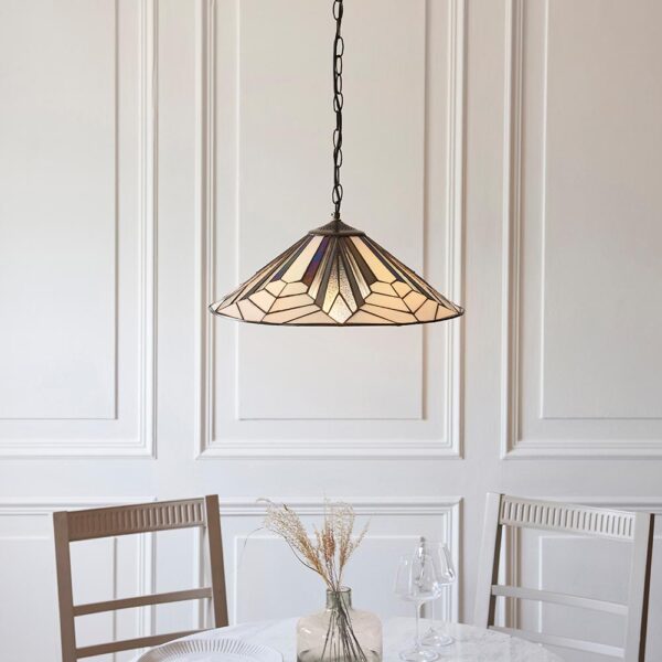 Anqing Tiffany Glass Pendant Ceiling Light In Satin Black