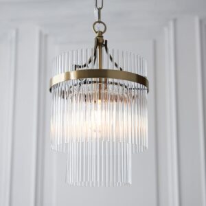 Mainz Clear Glass Pendant Ceiling Light In Antique Brass