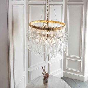 Mankato 9 Light Clear Glass Pendant Ceiling Light In Gold