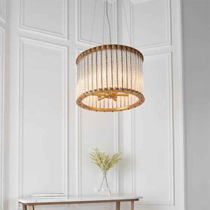 Redding 6 Light Glass Pendant Ceiling Light In Matt Gold