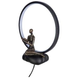 Carnation Synthetic Resin Reading Book Table Lamp In Black And Bronze