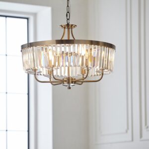 Allston Faceted Glass Pendant Ceiling Light In Brass