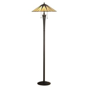 Interiors 1900 64041 Tiffany Dark Star 2 Light Floor Lamp With Shade - Height: 1560mm