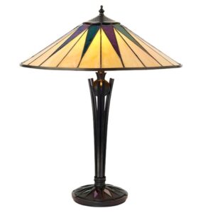 Interiors 1900 64045 Tiffany Dark Star Large Table Lamp With Shade - Height: 560mm