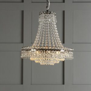 Laura Ashley Enid 5 Light Grand Chandelier With Cut Glass and Polished Nickel Finish