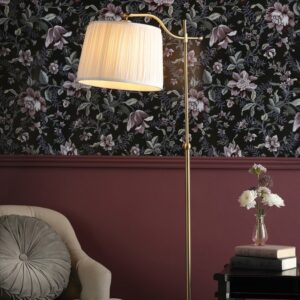 Laura Ashley Hemsley Floor Lamp In Matt Antique Finish With Ivory Shade LA3756330-Q