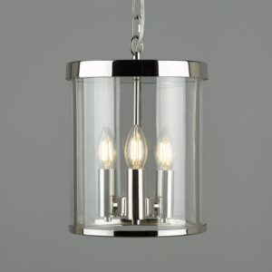 Laura Ashley Selbourne 3 Light Ceiling Lantern In Polished Nickel Finish