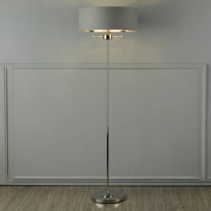 Laura Ashley Sorrento 3 Light Floor Lamp In Polished Nickel with Charcoal Shade