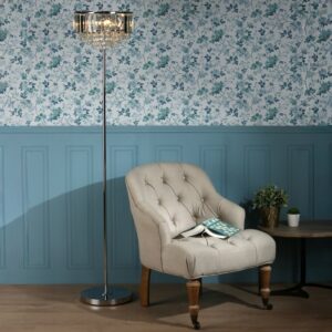 Laura Ashley Vienna Crystal Glass 3 Light Floor Lamp In Polished Chrome Finish