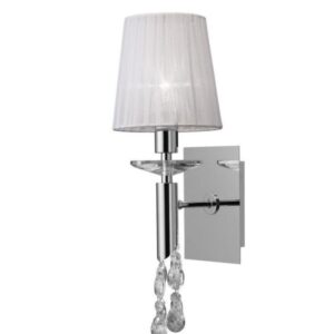 Mantra M3864/S Tiffany 1+1 Light Switched Wall Light In Chrome With White Shades