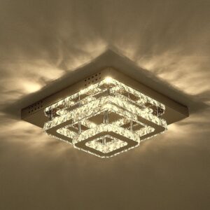 Modern 2-Tier Crystal LED Ceiling Light Fixture Dimmable/Non-dimmable