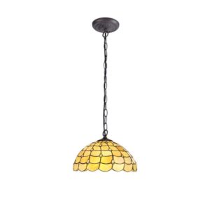 Origin 1 Light Ceiling Pendant With 300mm Beige, Clear, Black And Gold Tiffany Shade