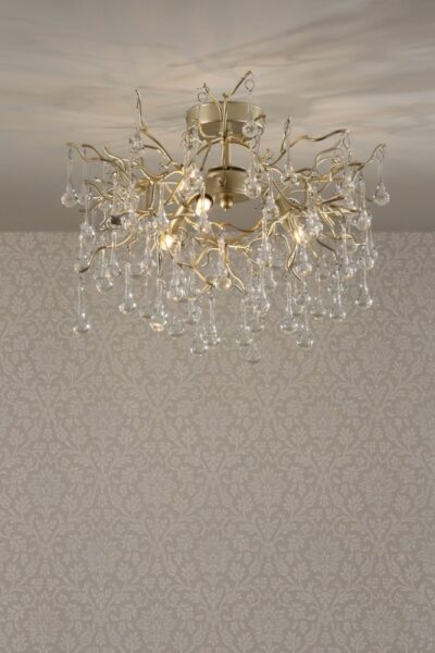 Laura Ashley LA3756150-Q Willow 3 Light Crystal Semi Flush Ceiling Light In Champagne Finish