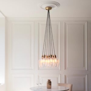 Allston 7 Clear Glass Pendant Ceiling Light In Antique Brass